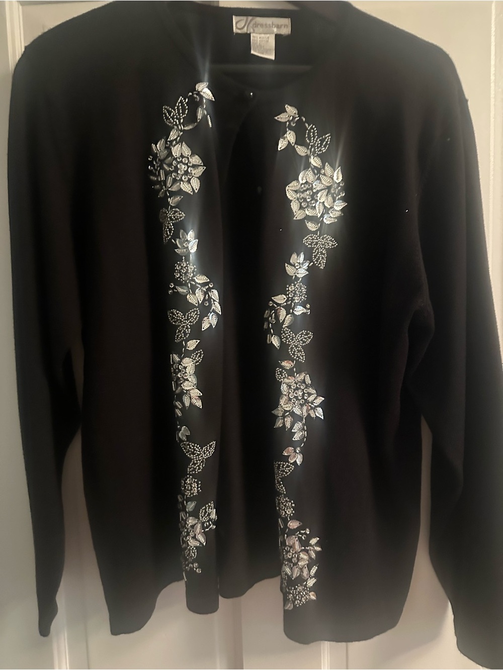 dressbarn Black Sweater Top with Subtle Logo Tag